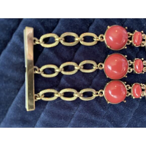 Banana Republic 3 chain wide bracelet perfect condition Orange with gold chain - Picture 9 of 16